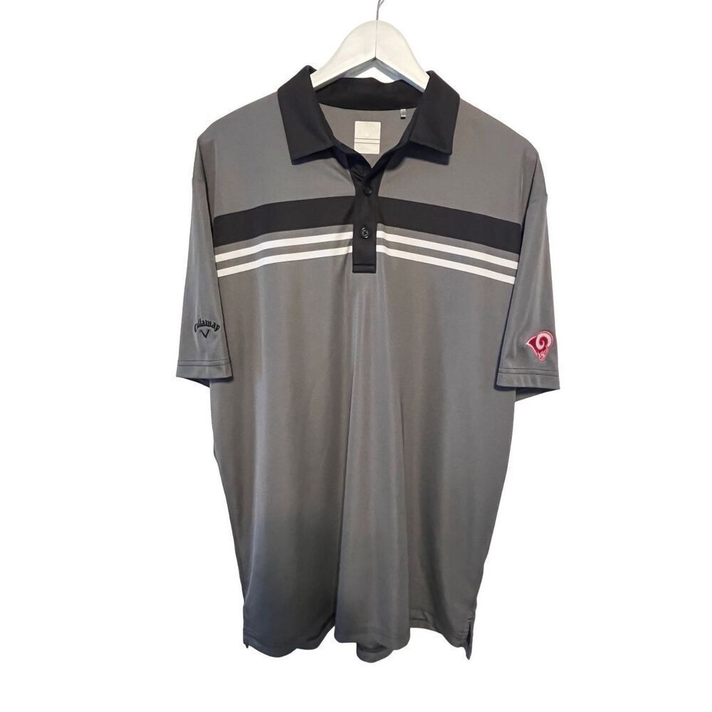 Callaway gray golf shirt with black and white stripes - L